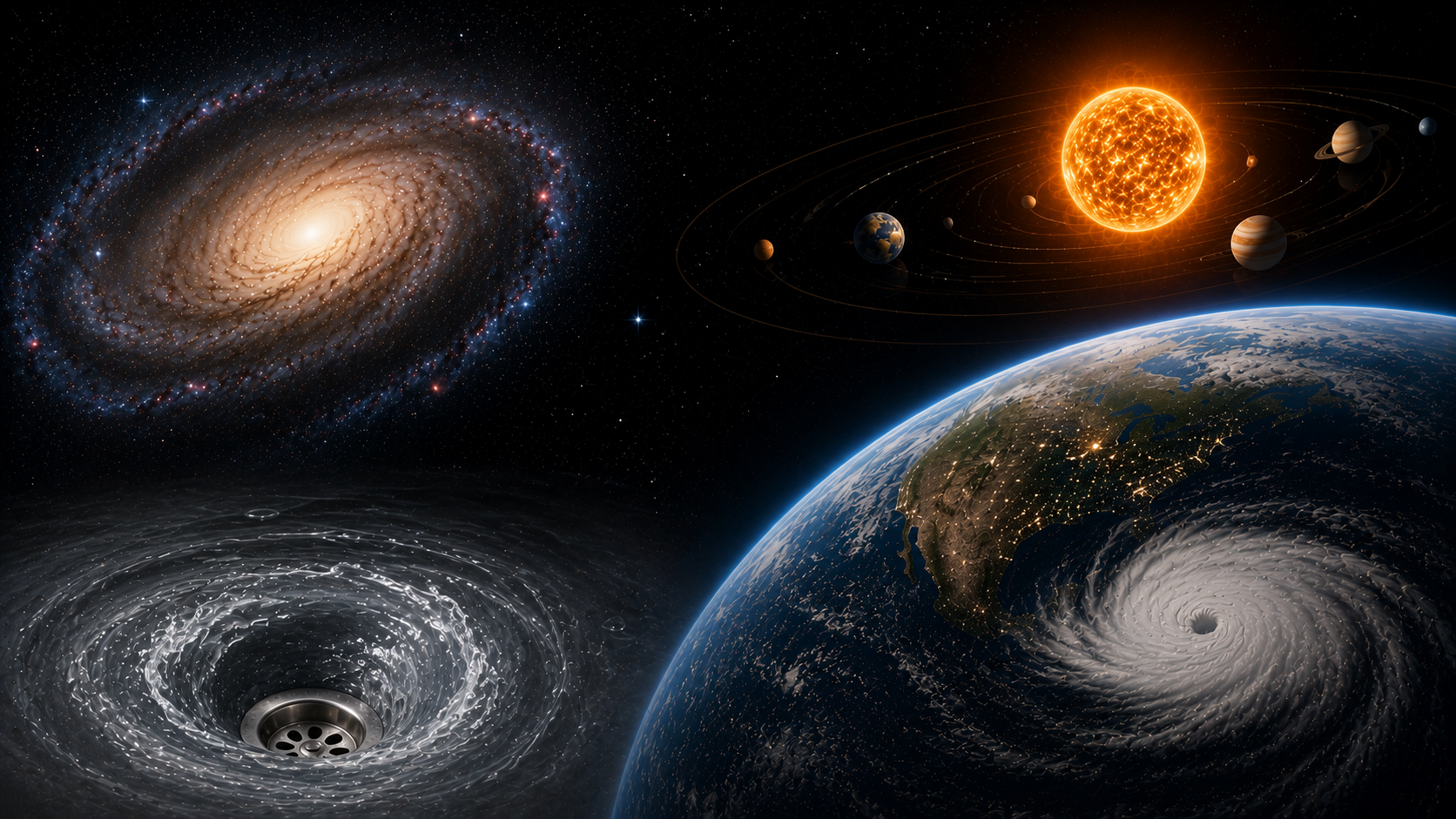 Imagen de portada del artículo «¿Por qué todo gira? La verdad sobre las galaxias, los huracanes y el mito del desagüe» — categoría Astrofísica