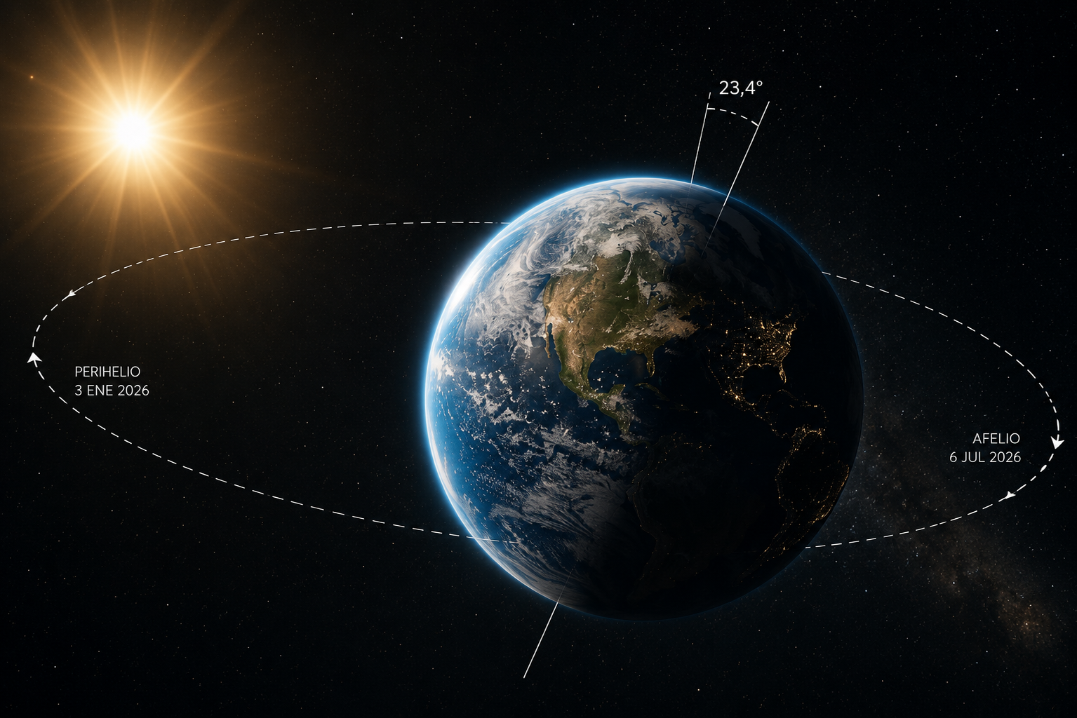Imagen de portada del artículo «Las estaciones no son por la distancia al Sol: la explicación real» — categoría Astrofísica